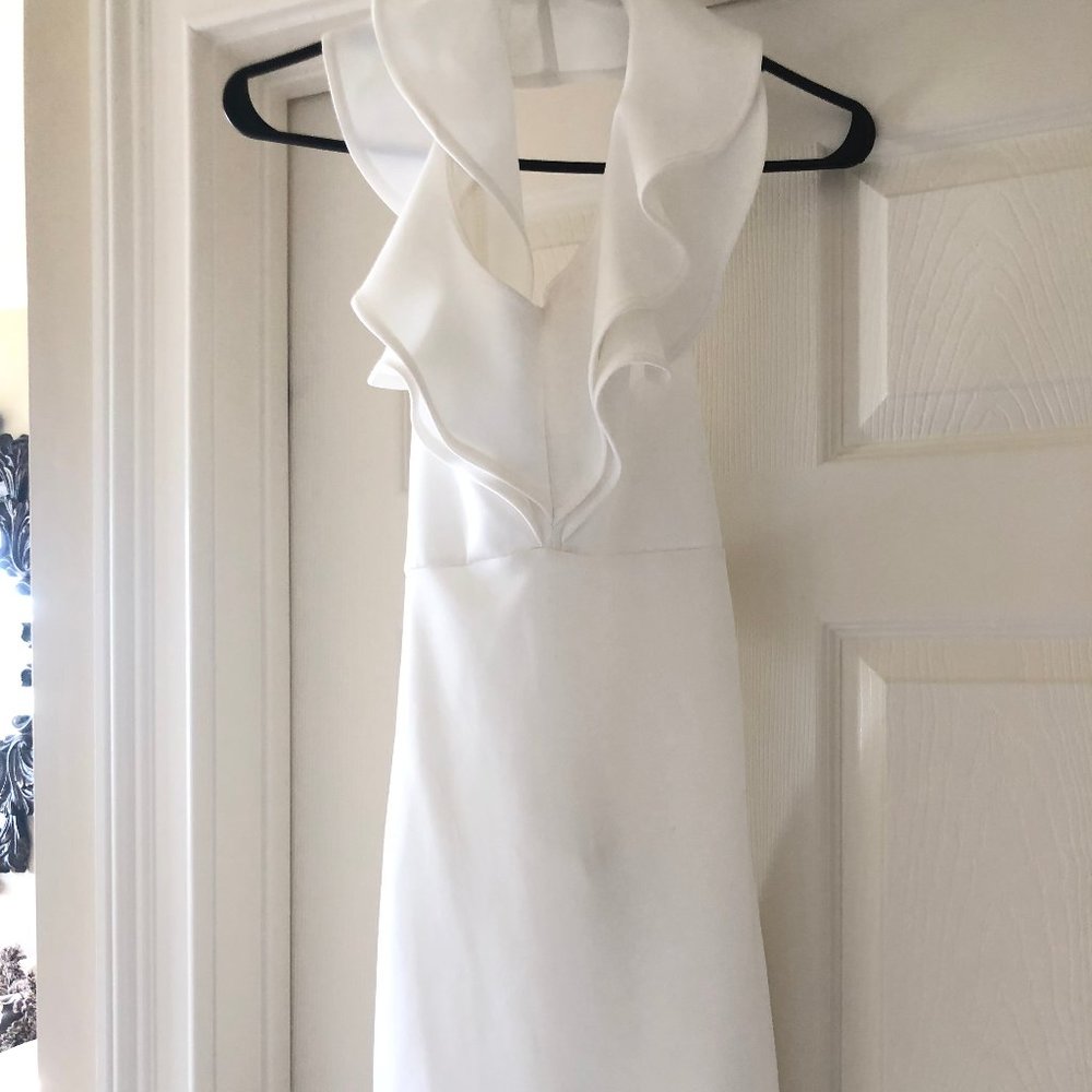 BLVD Collection White Ruffle Halter Top Dress Smal